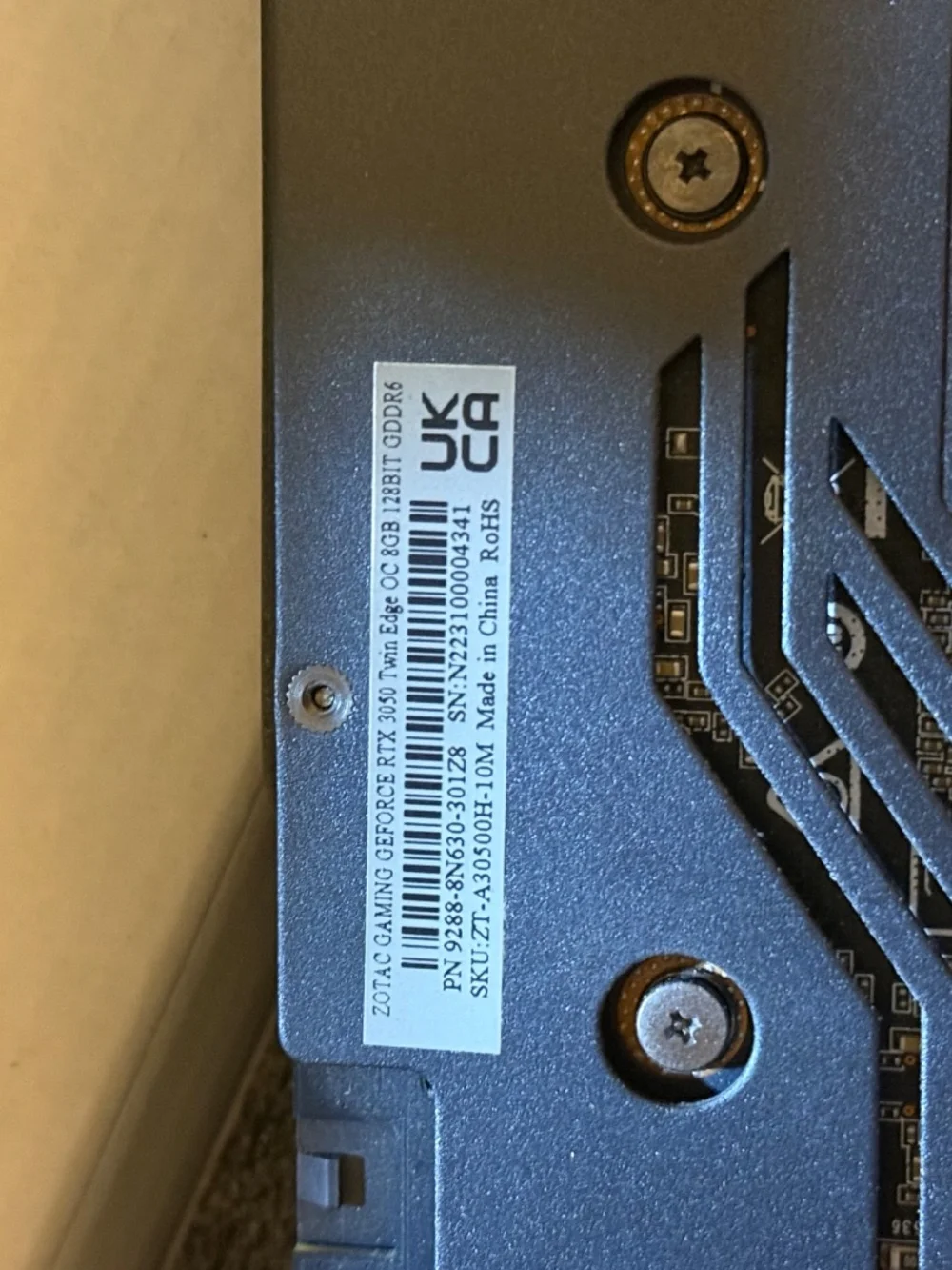 ZOTAC twin edge 3050 RTX 8GB DDR6